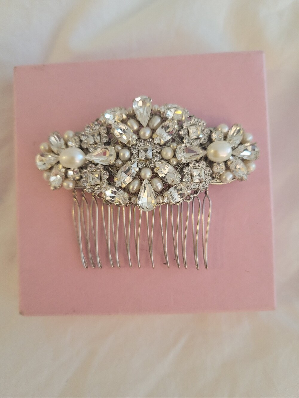Crystal and Pearl Bridal Hair Comb - Silver from the Left Bank